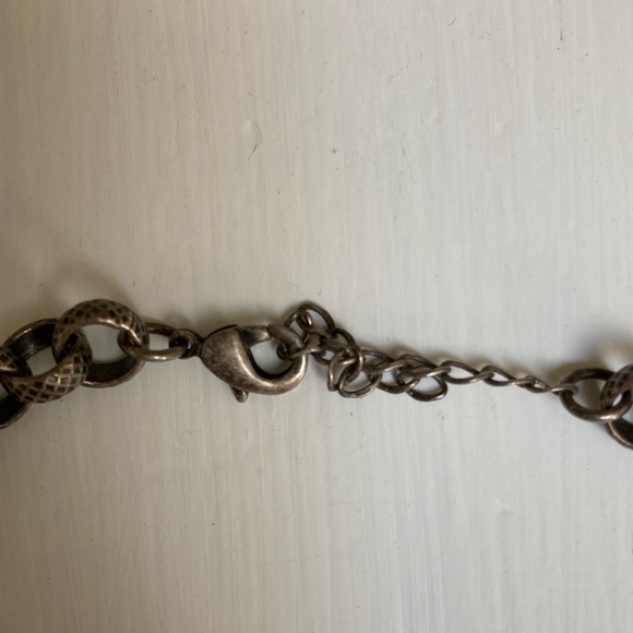 Amulet Pendant Necklace, Lucite Turquoise beads, silver plated box chain - Picture 7 of 10